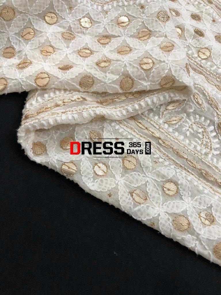 Ivory Hand Crafted Gota Patti Chikankari Lehenga Skirt (Lehenga Only))