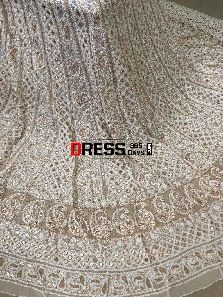 Ivory Hand Crafted Gota Patti Chikankari Lehenga Skirt (Lehenga Only))
