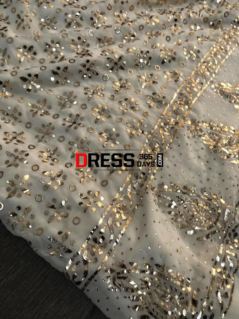 Ivory Hand Embroidered Mukaish Work Suit Chikankari Suits