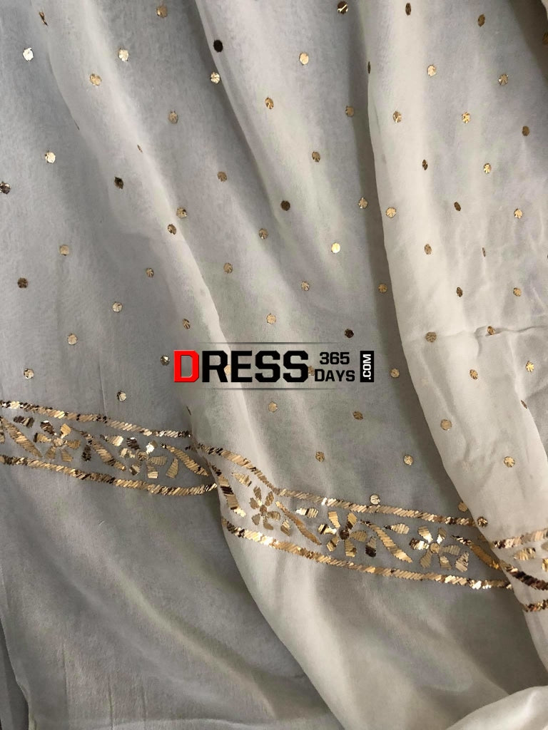 Ivory Hand Embroidered Mukaish Work Suit Chikankari Suits