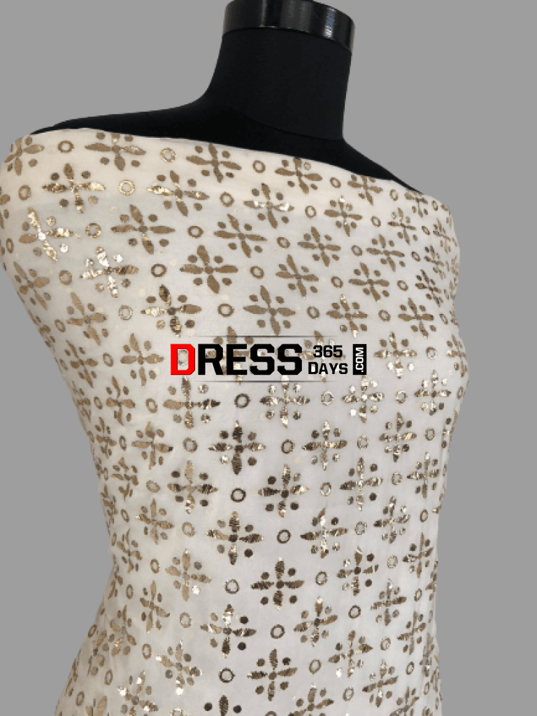Ivory Hand Embroidered Mukaish Work Suit Chikankari Suits
