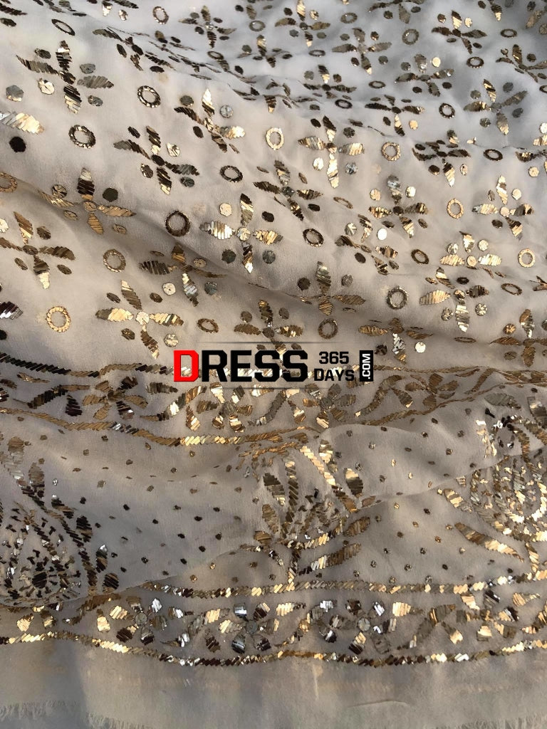 Ivory Hand Embroidered Mukaish Work Suit Chikankari Suits