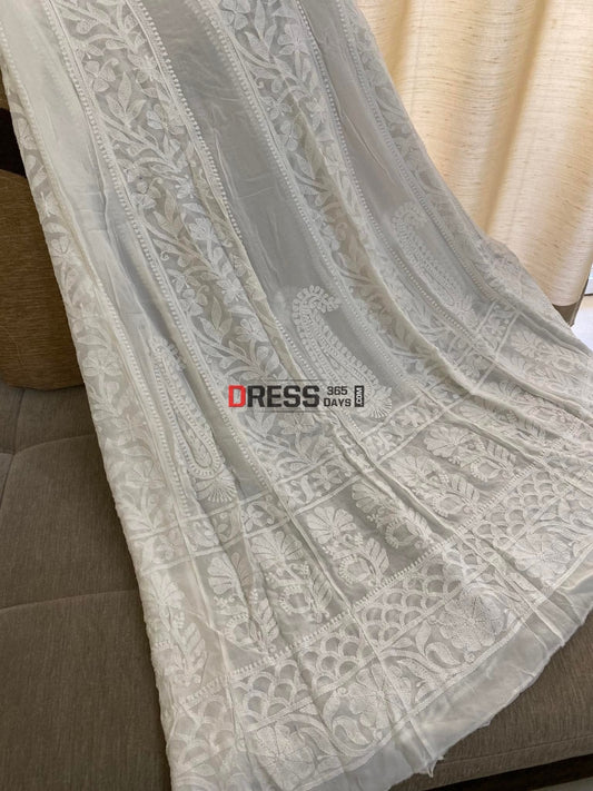 Ivory Hand Embroidered Chikankari Anarkali