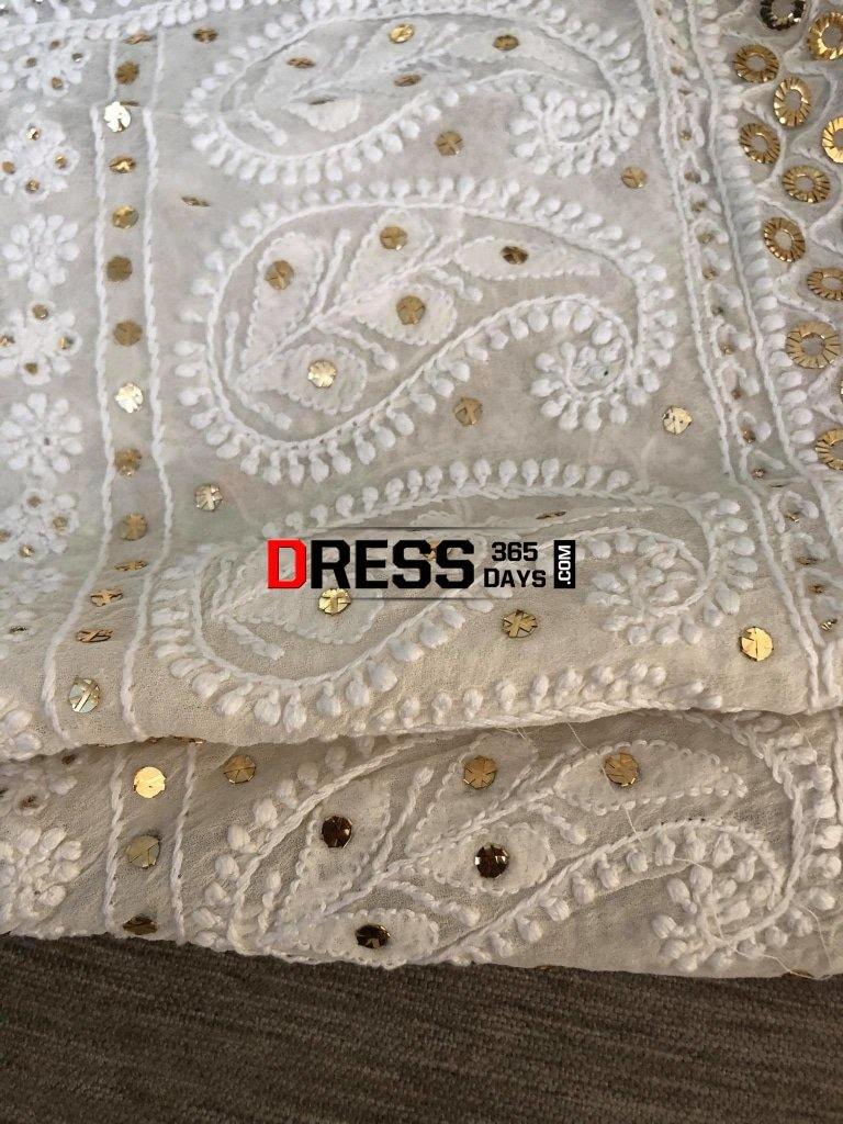 Ivory Hand Embroidered Kamdani Chikankari Sharara Set Suits