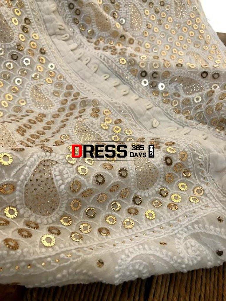 Ivory Hand Embroidered Kamdani Chikankari Sharara Set Suits