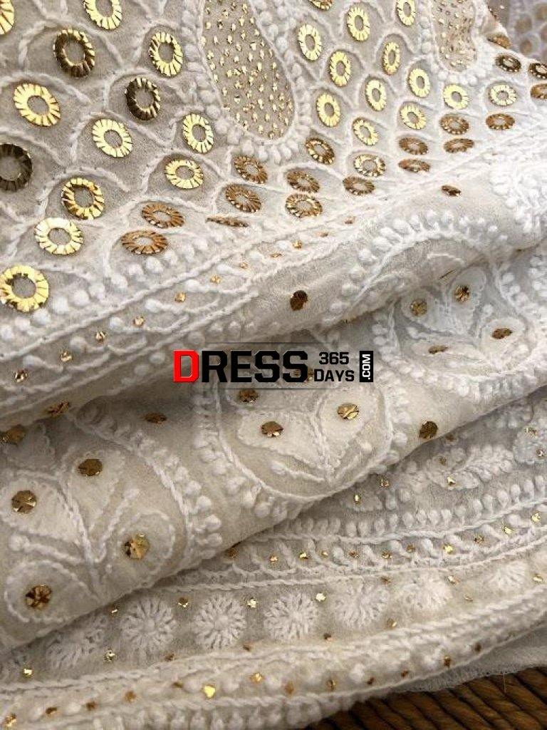 Ivory Hand Embroidered Kamdani Chikankari Sharara Set Suits