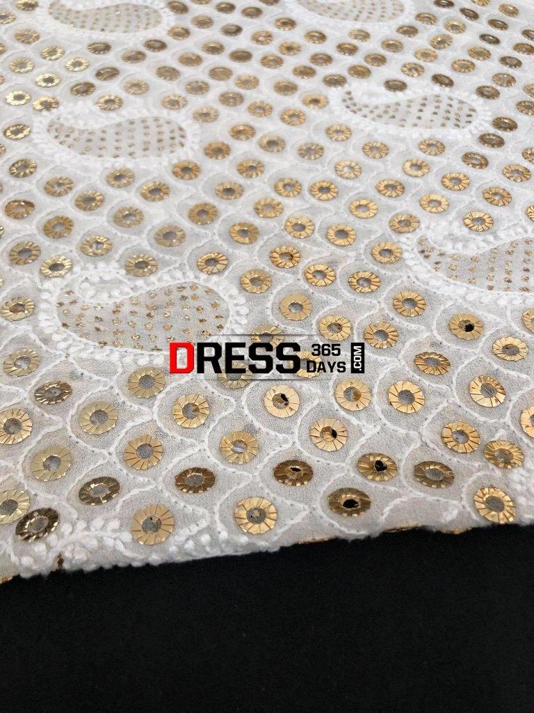 Ivory Hand Embroidered Ring Mukaish Chikankari Dupatta