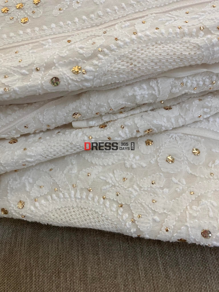 Ivory Hand Jaali Chikankari & Kamdani Anarkali Suit