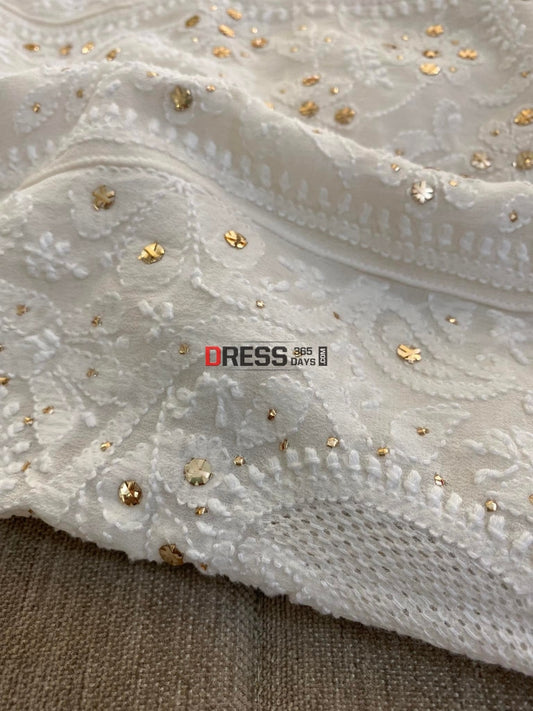 Ivory Hand Jaali Chikankari & Kamdani Anarkali Suit