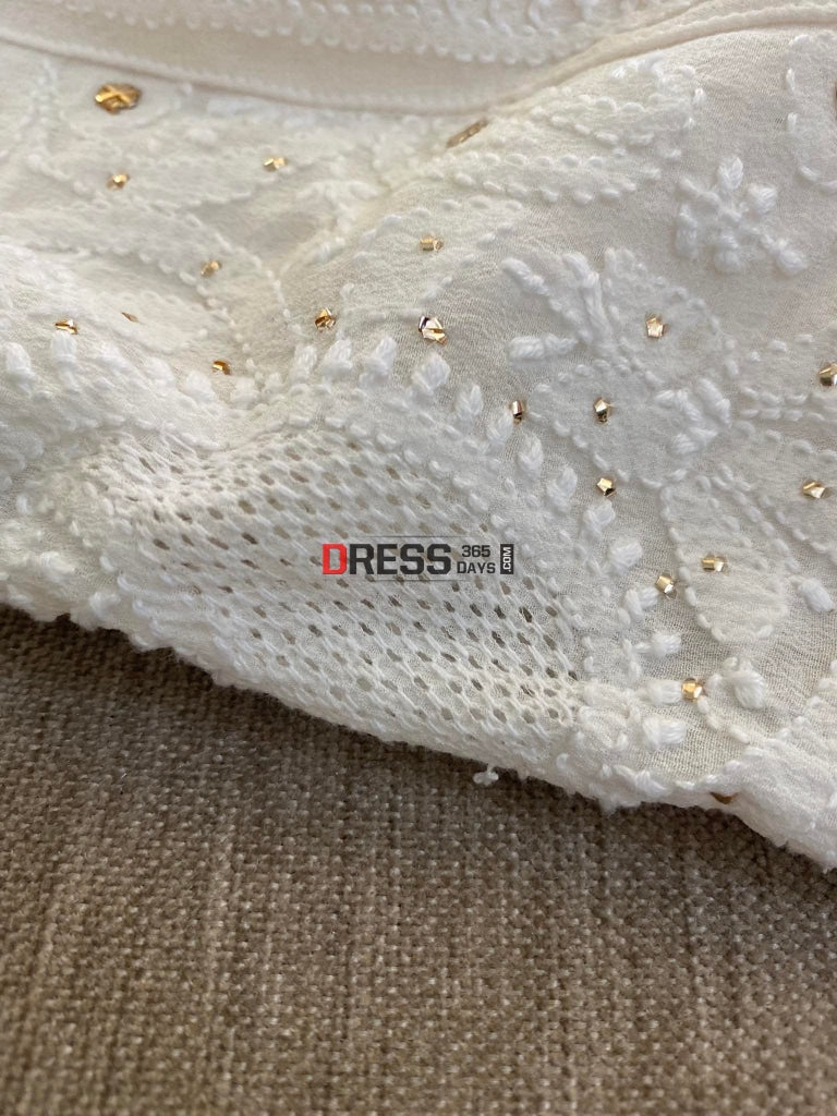 Ivory Hand Jaali Chikankari & Kamdani Anarkali Suit