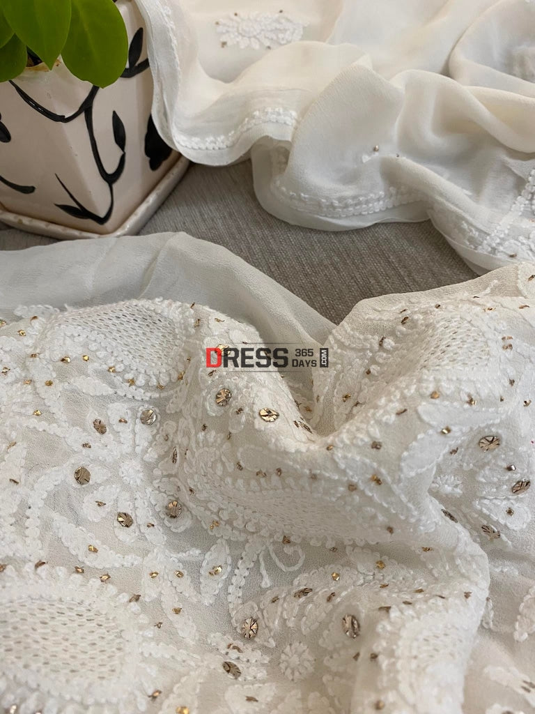 Ivory Hand Jaali Lucknow Chikankari Suit Suits