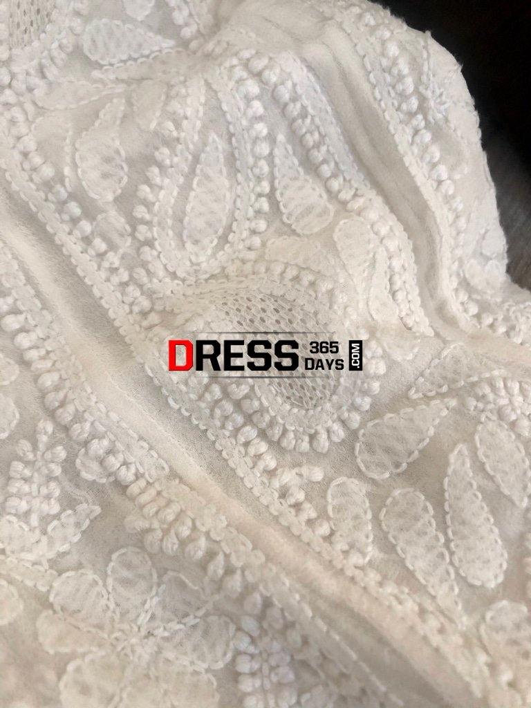 Ivory Jaali Work Chikankari Anarkali With Embroidered Dupatta