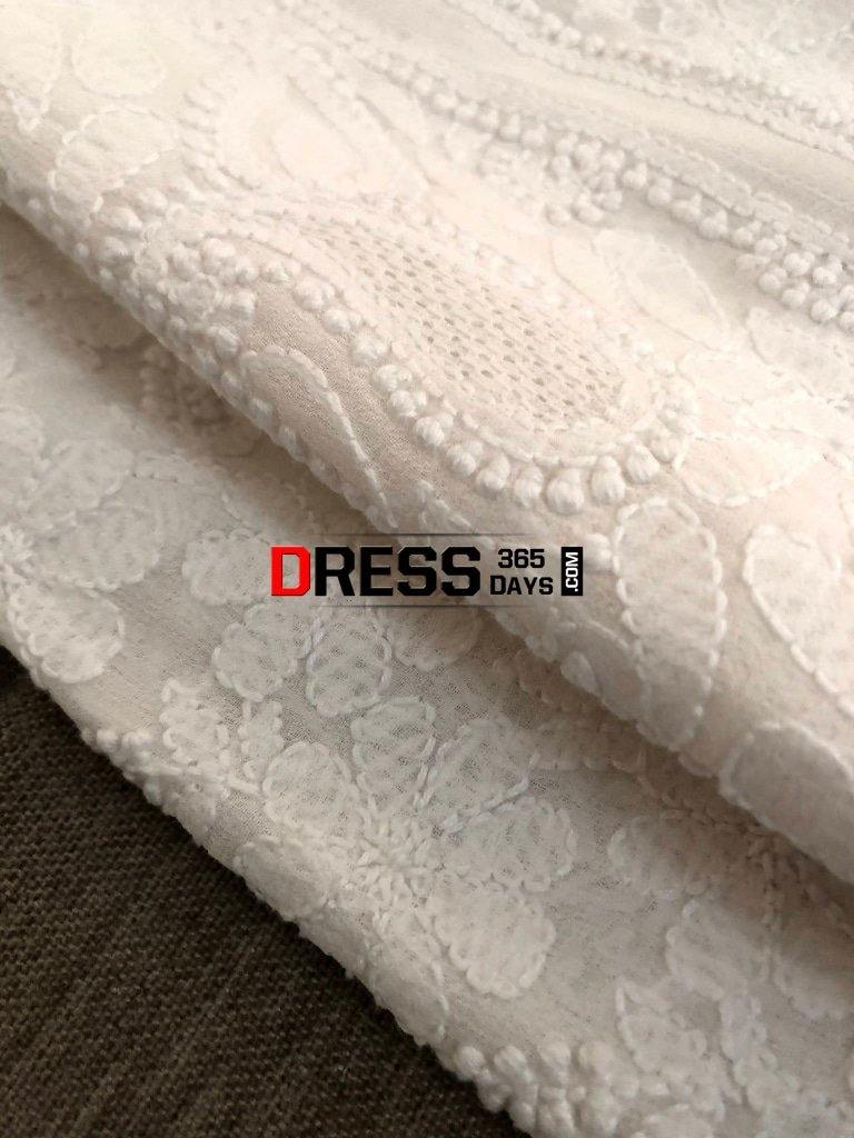 Ivory Jaali Work Chikankari Anarkali With Embroidered Dupatta