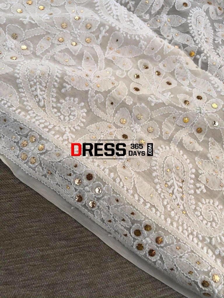 Ivory Kamdani And Chikankari Dupatta