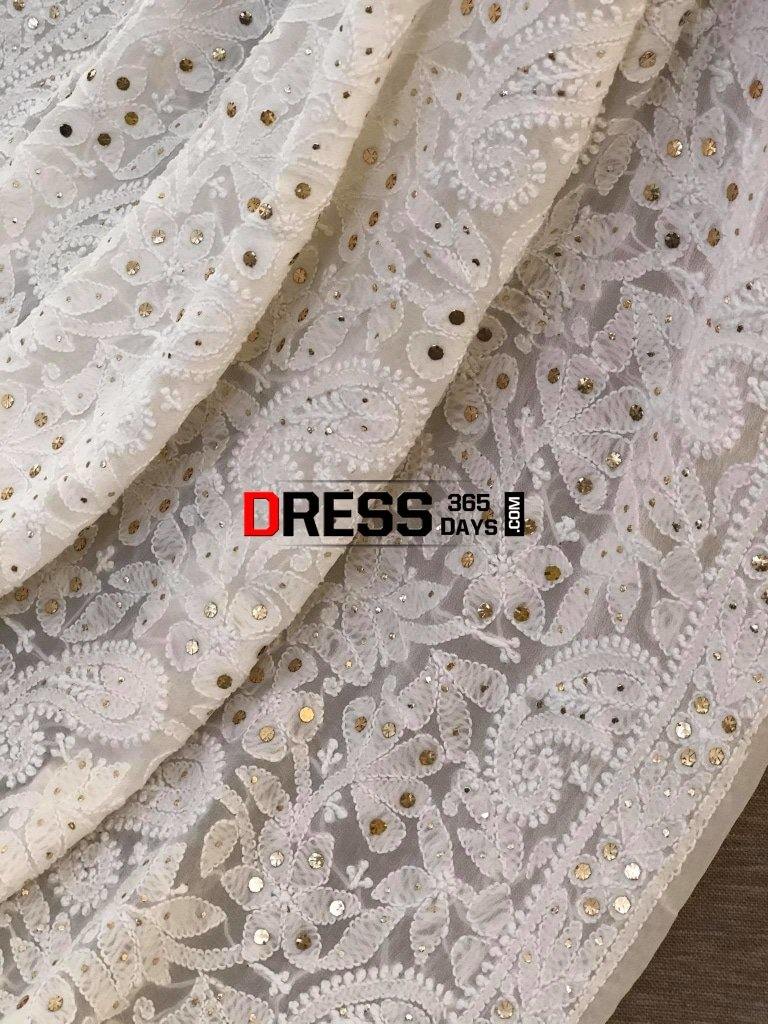 Ivory Kamdani And Chikankari Dupatta