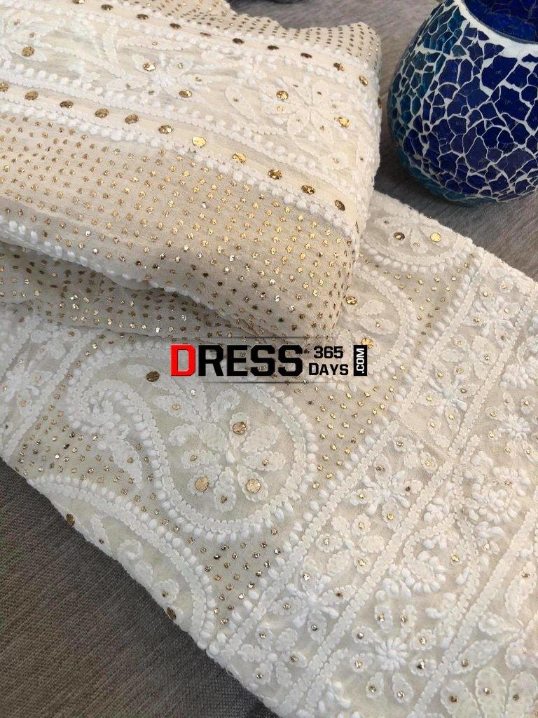 Ivory Kamdani Chikankari Anarkali Suit