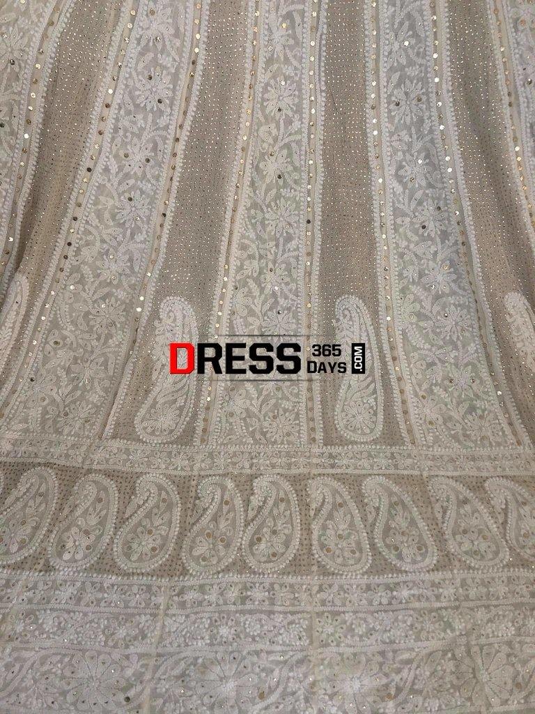 Ivory Kamdani Chikankari Anarkali Suit