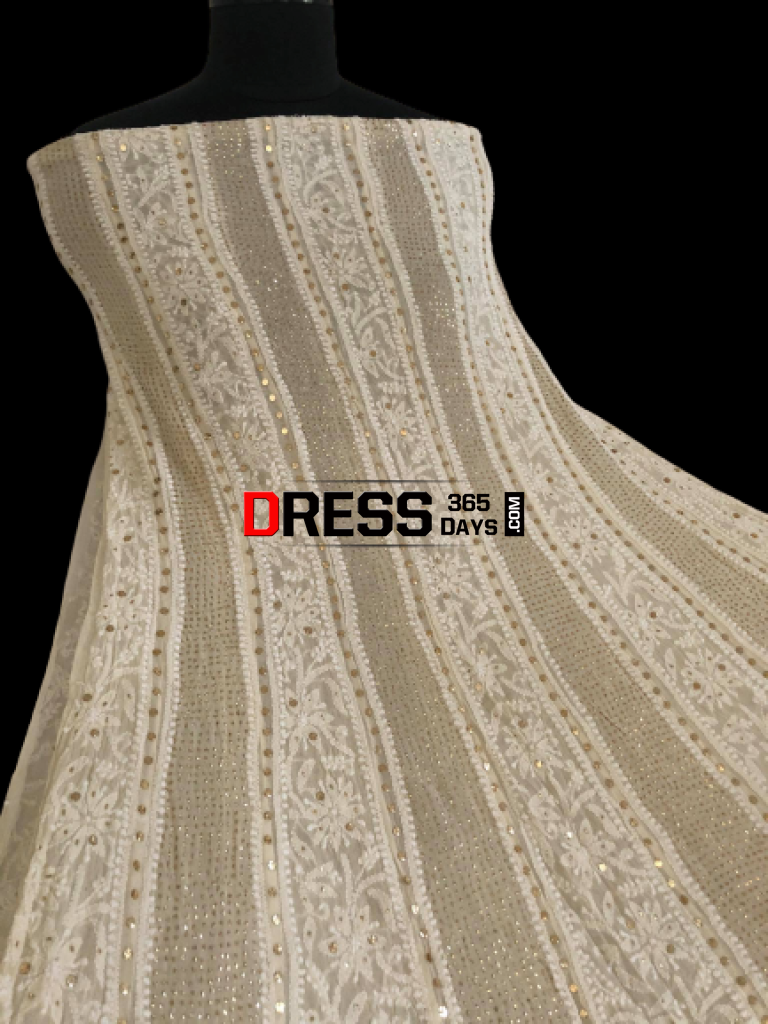 Ivory Kamdani Chikankari Anarkali Suit