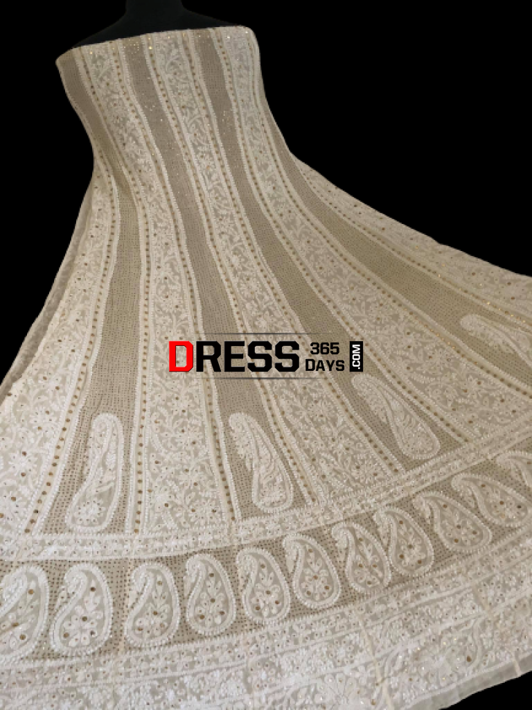 Ivory Kamdani Chikankari Anarkali Suit