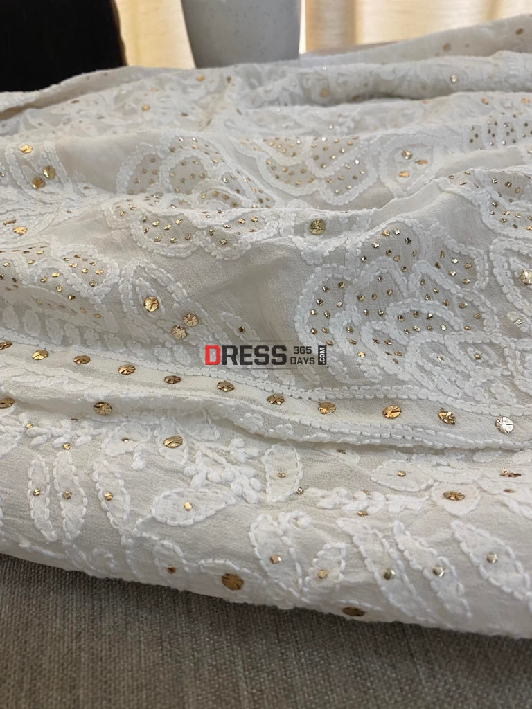 Ivory Kamdani Chikankari Lehenga Skirt (Lehenga Only)