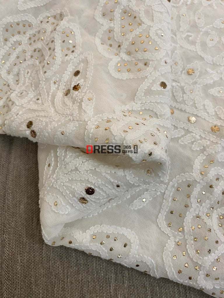 Ivory Kamdani Chikankari Lehenga Skirt (Lehenga Only)