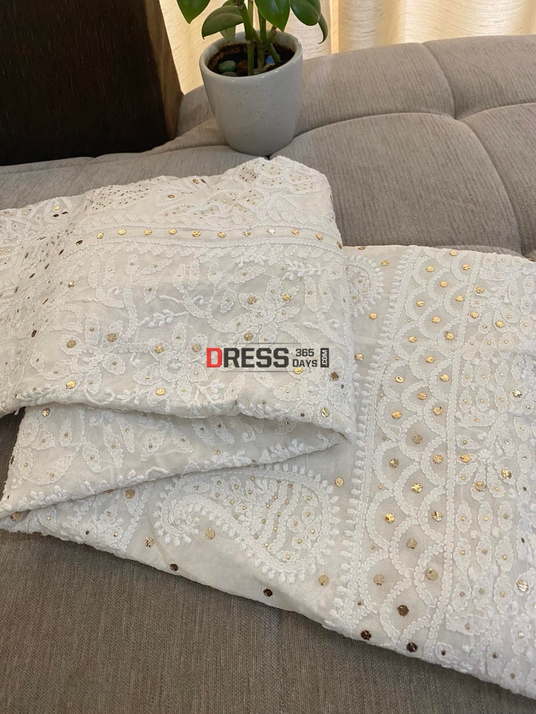 Ivory Kamdani Chikankari Lehenga Skirt (Lehenga Only)