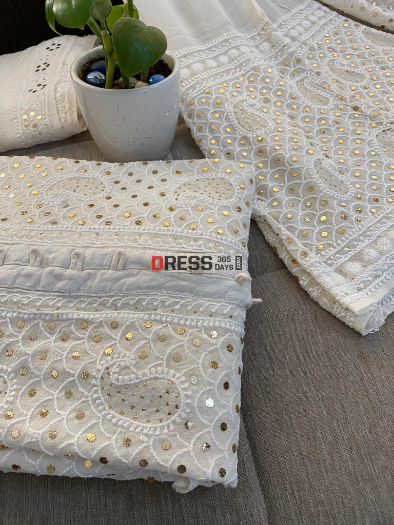 Ivory Kamdani Chikankari Sharara Set Suits