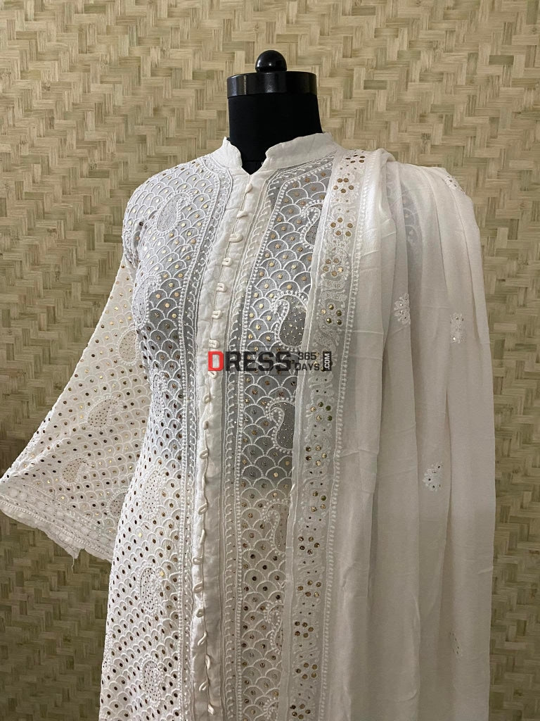 Ivory Kamdani Chikankari Sharara Set Suits