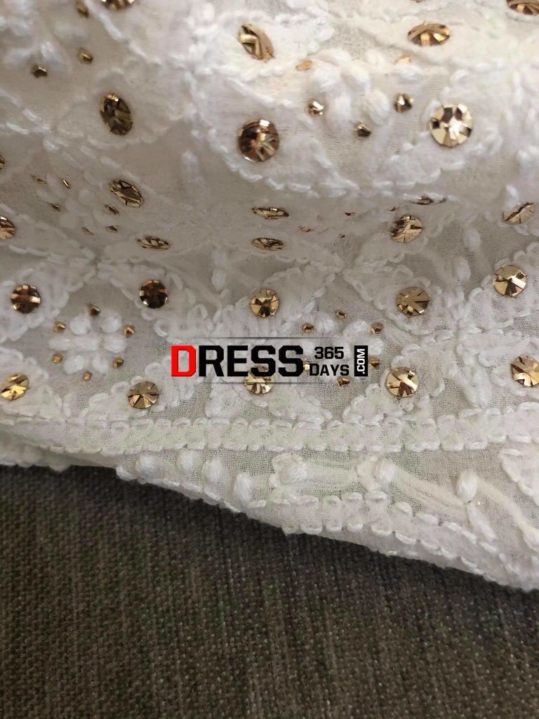Ivory Kamdani Lucknowi Chikankari Saree