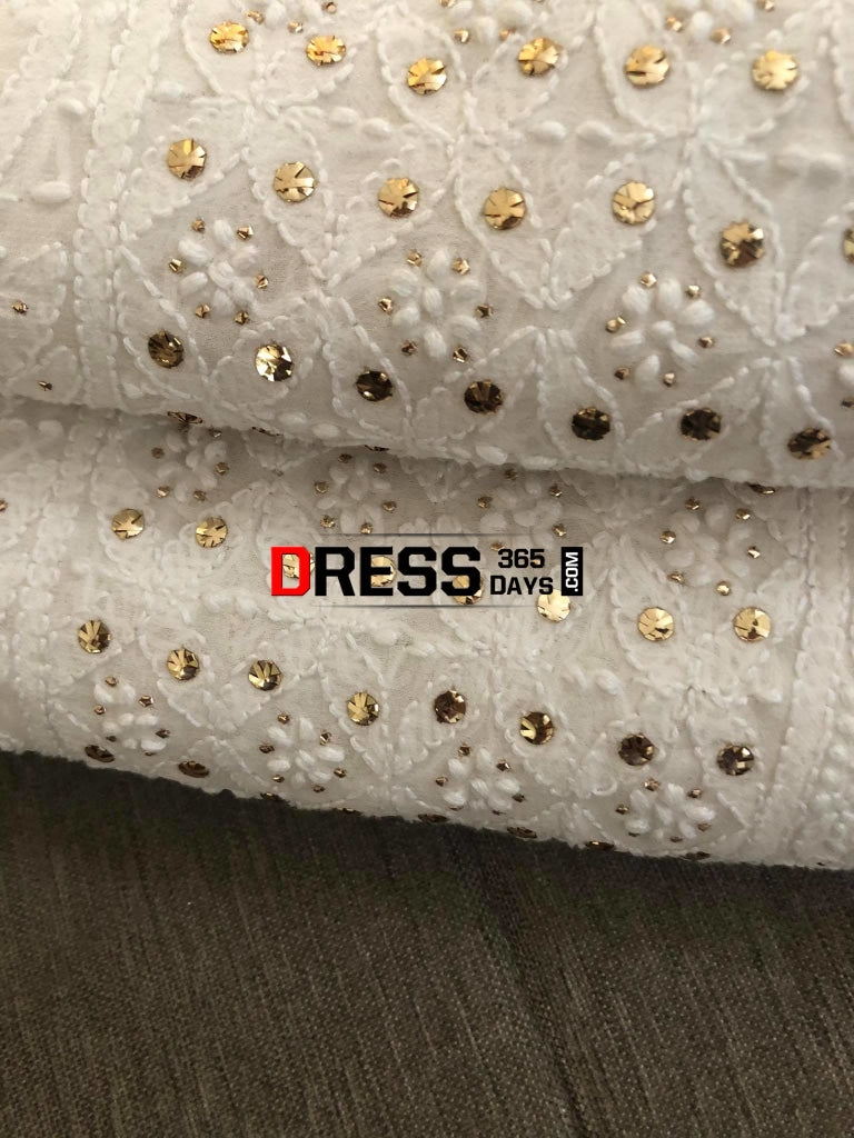 Ivory Kamdani Lucknowi Chikankari Saree
