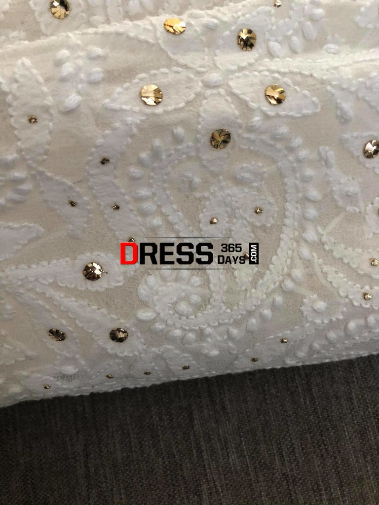 Ivory Kamdani Lucknowi Chikankari Saree