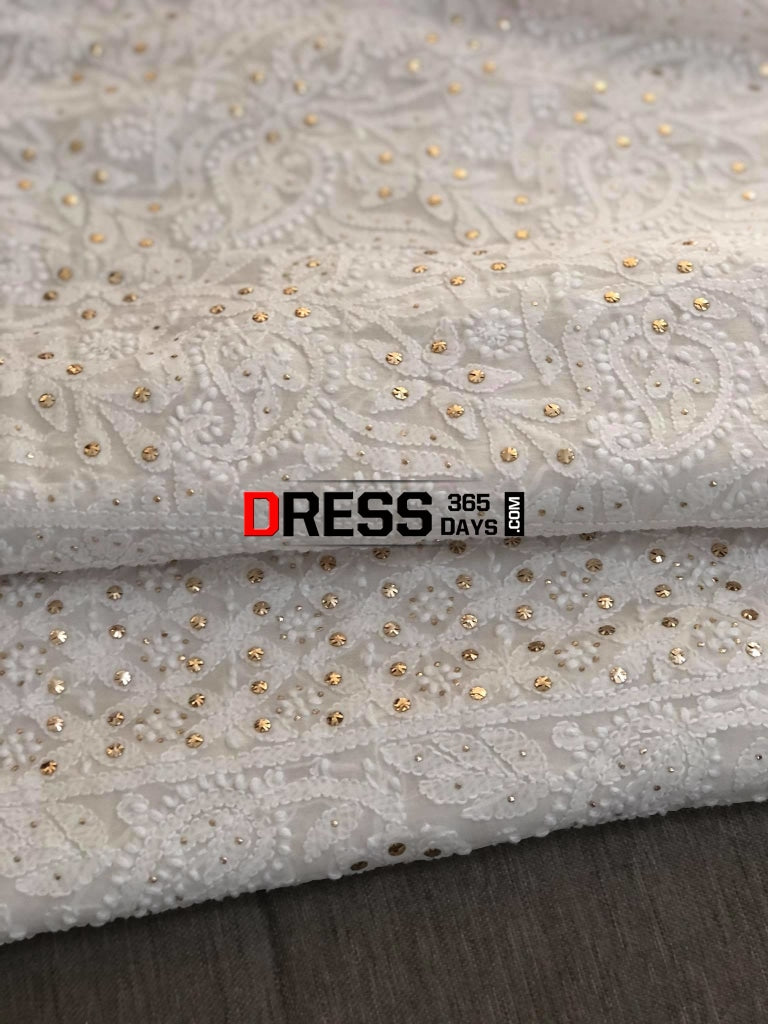 Ivory Kamdani Lucknowi Chikankari Saree