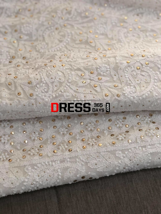 Ivory Kamdani Lucknowi Chikankari Saree