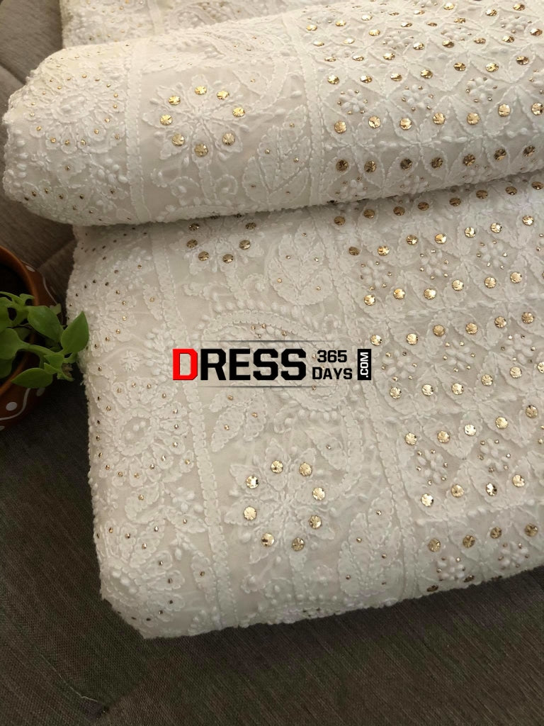 Ivory Kamdani Lucknowi Chikankari Saree