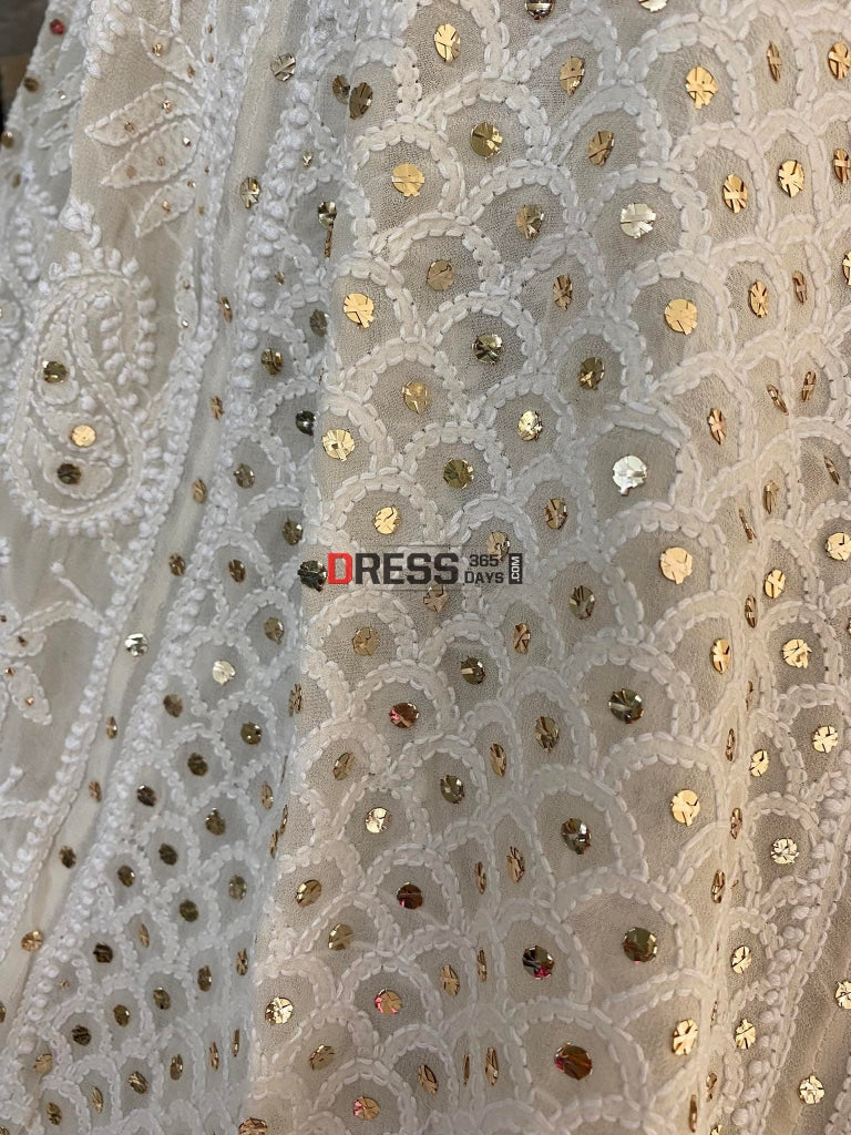 Ivory Kamdani Lucknowi Lehenga Skirt