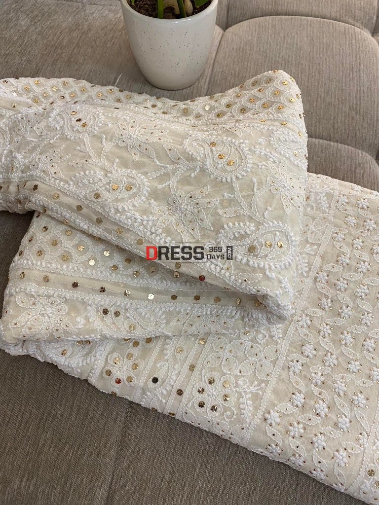 Ivory Kamdani Lucknowi Lehenga Skirt