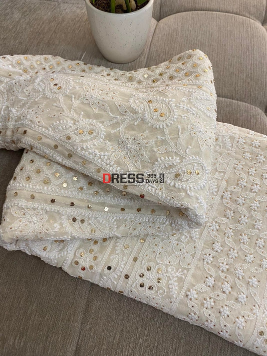 Ivory Kamdani Lucknowi Lehenga Skirt