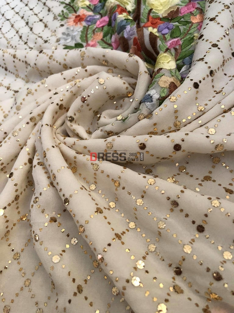 Ivory Kamdani Multicolour Neckline Suit Chikankari Suits