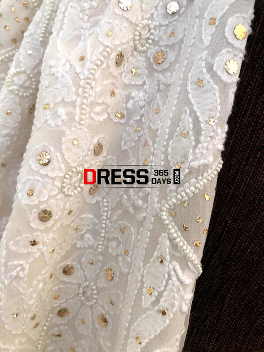 Ivory Kamdani & Pearl Chikankari Suit Suits
