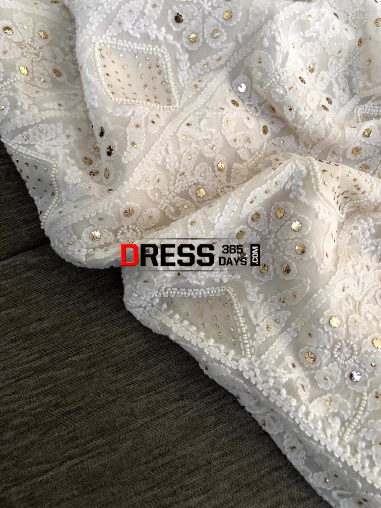 Ivory Kamdani & Pearl Chikankari Suit Suits