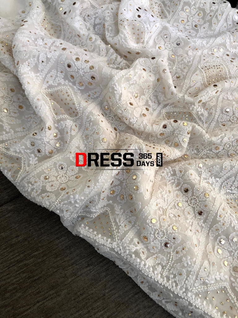 Ivory Kamdani & Pearl Chikankari Suit Suits
