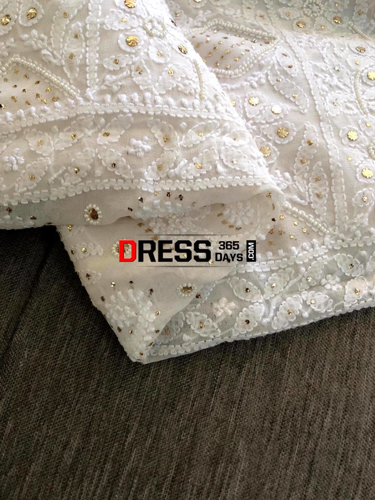 Ivory Kamdani & Pearl Chikankari Suit Suits