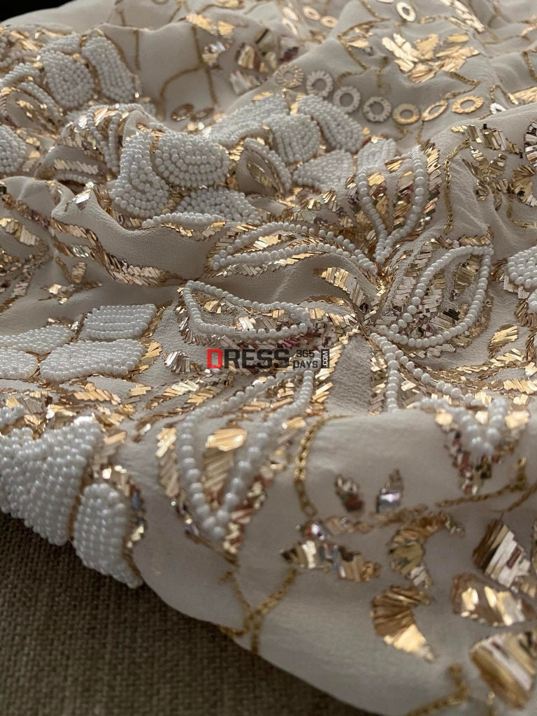 Ivory Kamdani & Pearl Work Lucknowi Suit Chikankari Suits