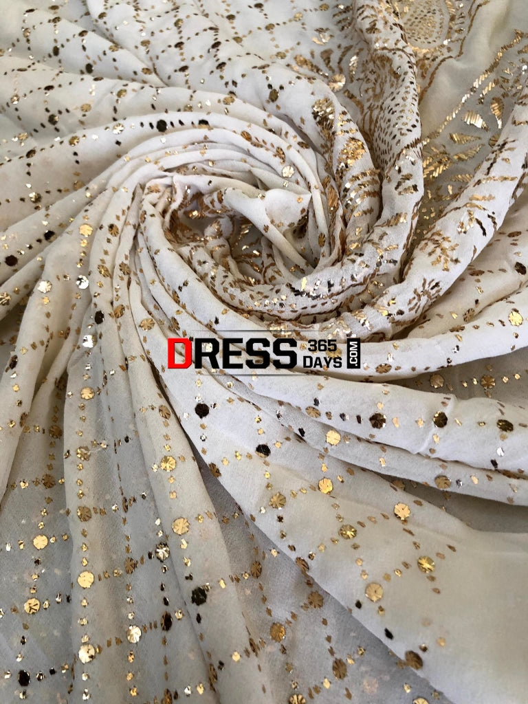 Ivory Kamdani Suit With Heavy Dupatta