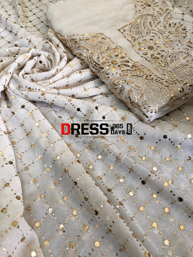 Ivory Kamdani Suit With Heavy Dupatta