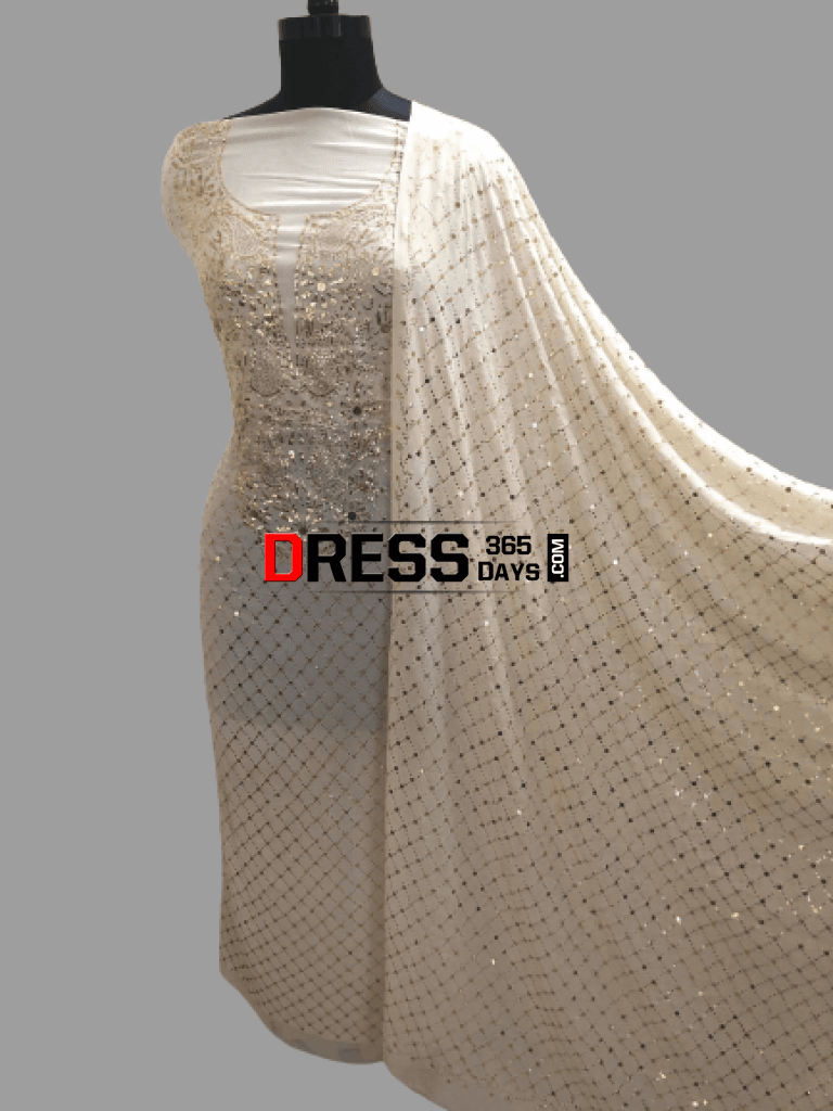 Ivory Kamdani Suit With Heavy Dupatta