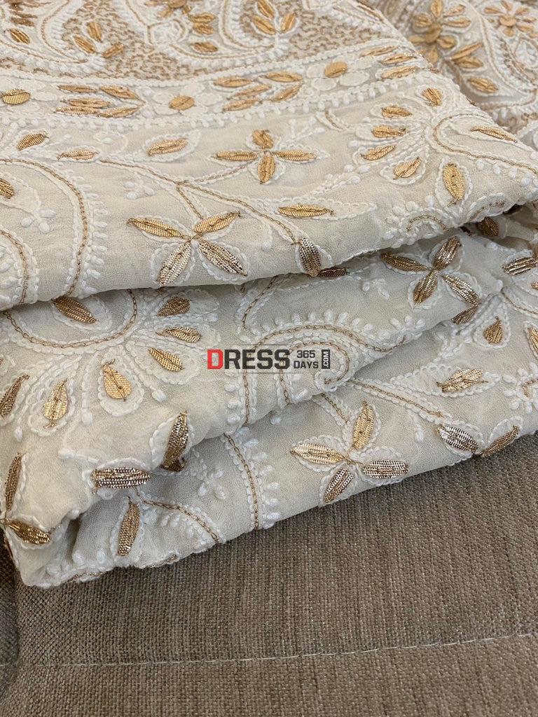 Ivory Lucknowi Chikan Gota Patti Dupatta Chikankari