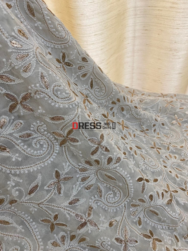 Ivory Lucknowi Chikan Gota Patti Dupatta Chikankari