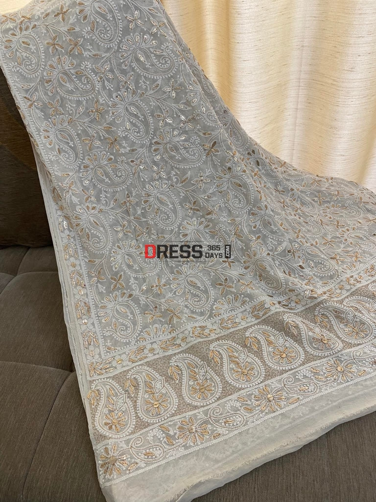 Ivory Lucknowi Chikan Gota Patti Dupatta Chikankari