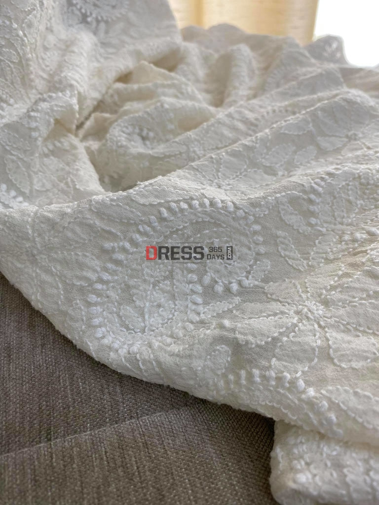 Ivory Lucknowi Chikankari Hand Embroidered Dupatta
